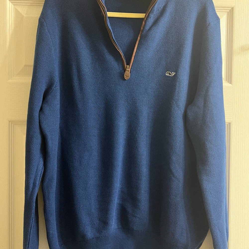 Vineyard Vines Men's Blue Quarter-Zip Sweater